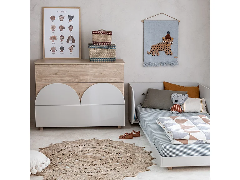 Lit évolutif 90x200 sommier inclus Bloom - Cachemire et Bois