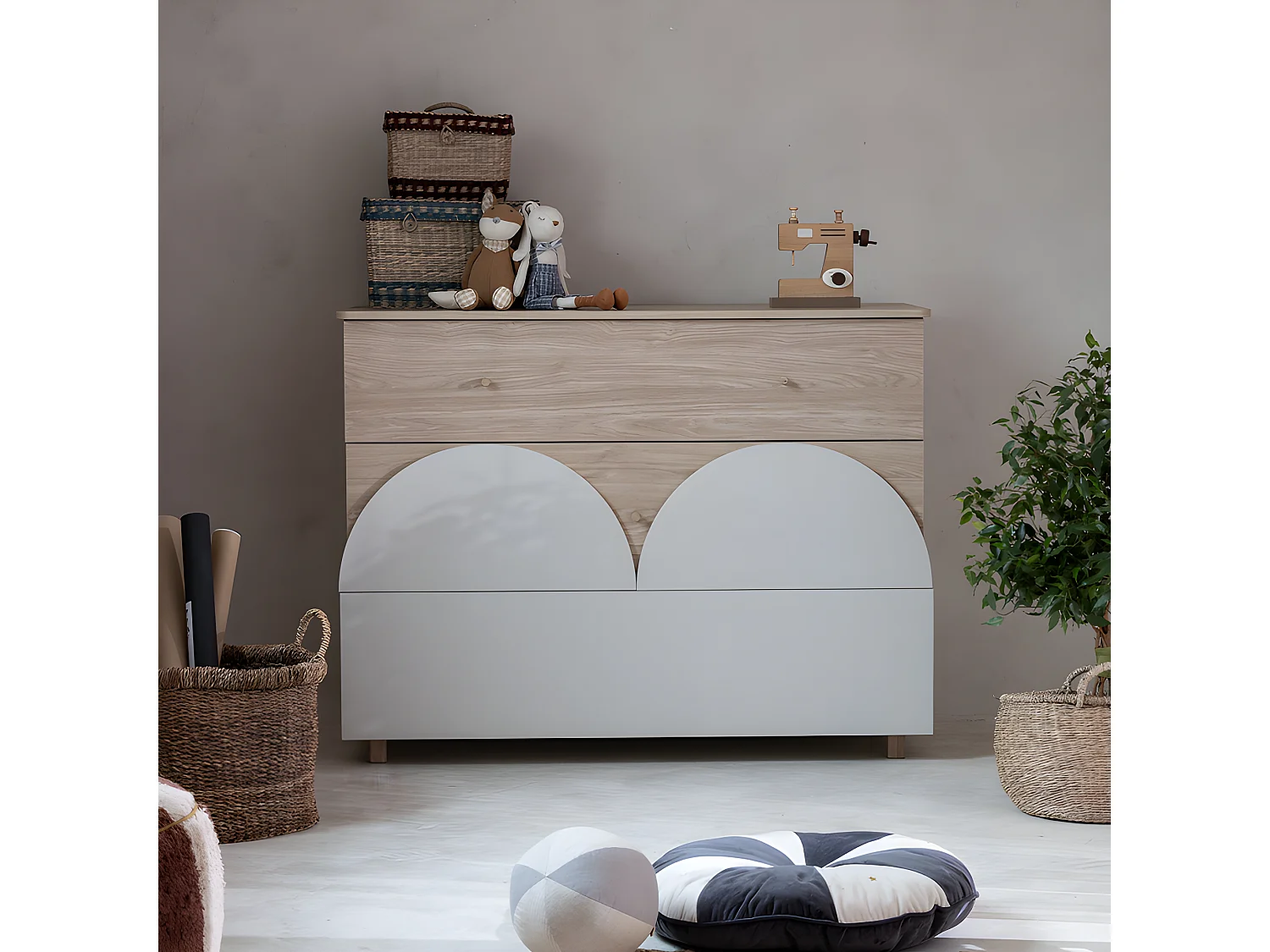 Commode 3 tiroirs Bloom - Cachemire et Bois