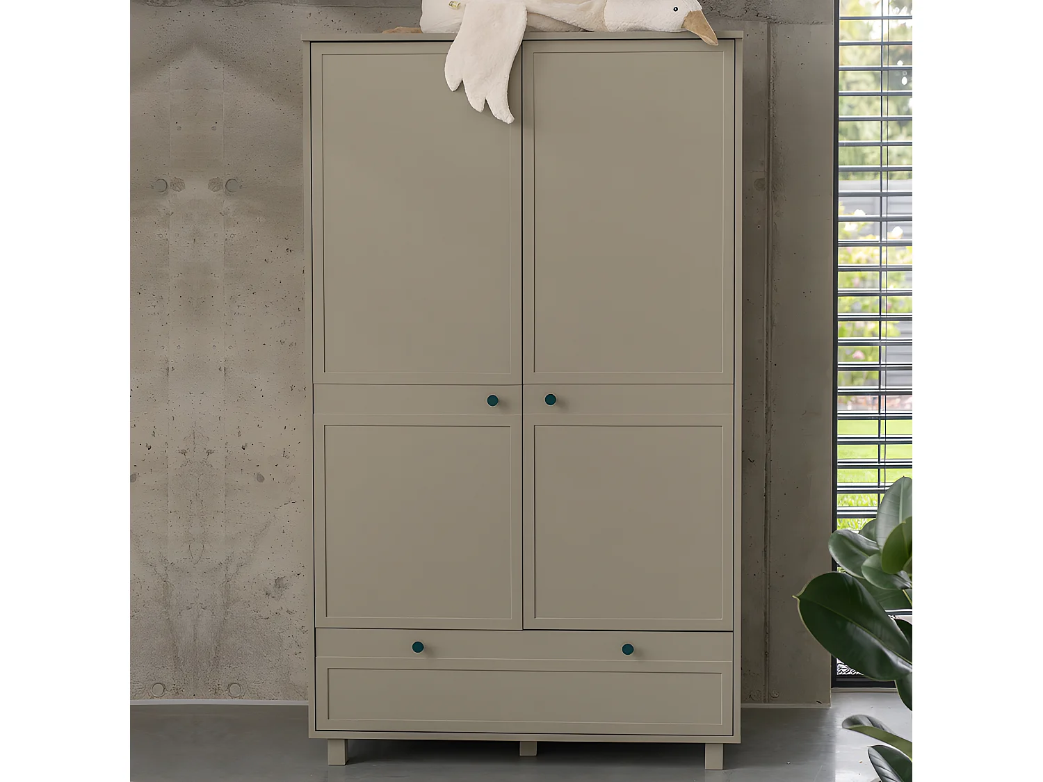 Armoire 2 portes 1 tiroir Gabriel - Vert Eucalyptus