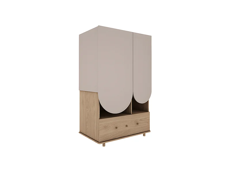 Armoire 2 portes 1 tiroir Bloom - Cachemire et Bois