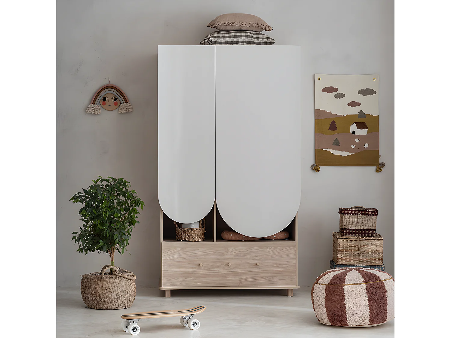 Armoire 2 portes 1 tiroir Bloom - Cachemire et Bois