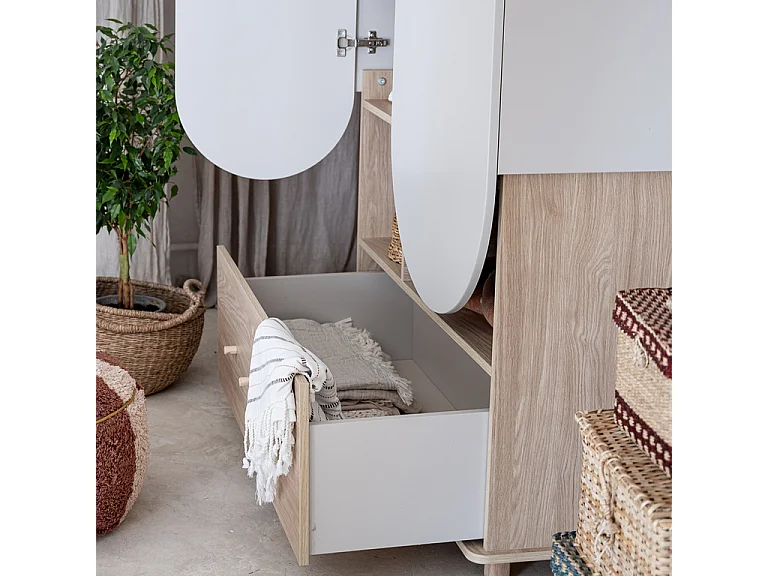 Armoire 2 portes 1 tiroir Bloom - Cachemire et Bois