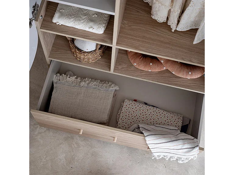Garderobeskab 2 døre 1 skuffe Wood Luck Bloom Cachemire og Bois