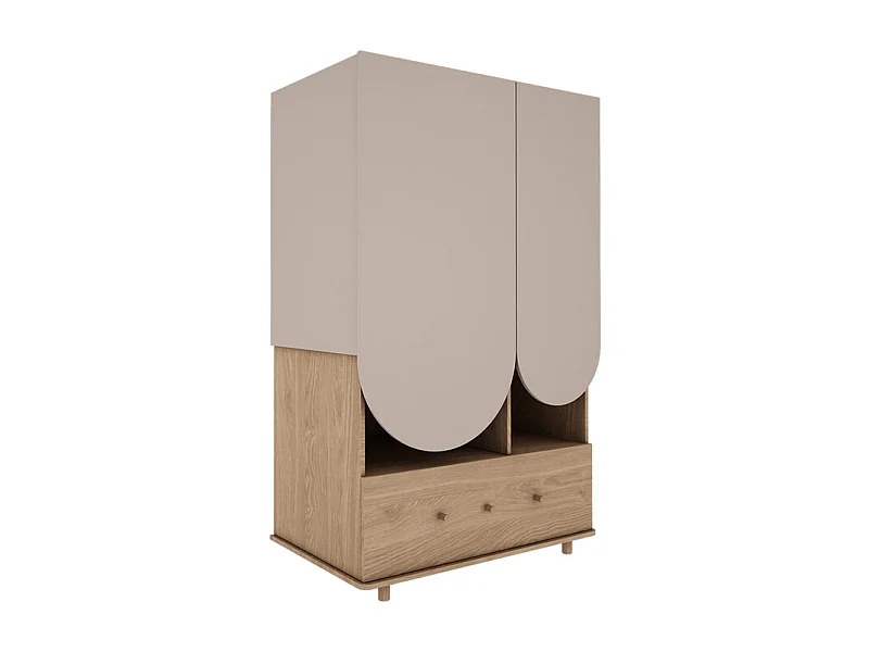 Armoire 2 portes 1 tiroir Bloom - Cachemire et Bois