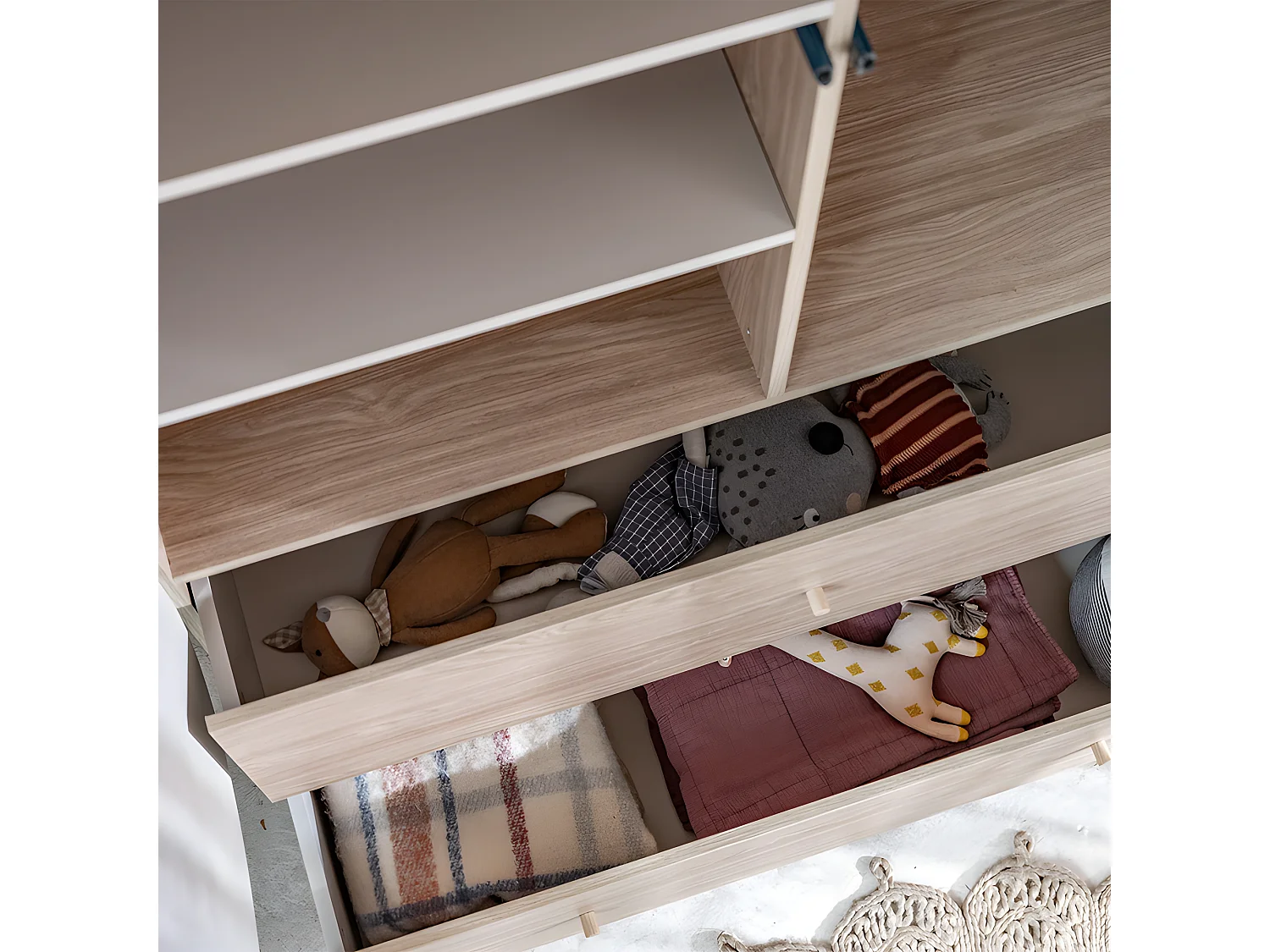 Armoire 2 portes 2 tiroirs Bloom - Cachemire et Bois