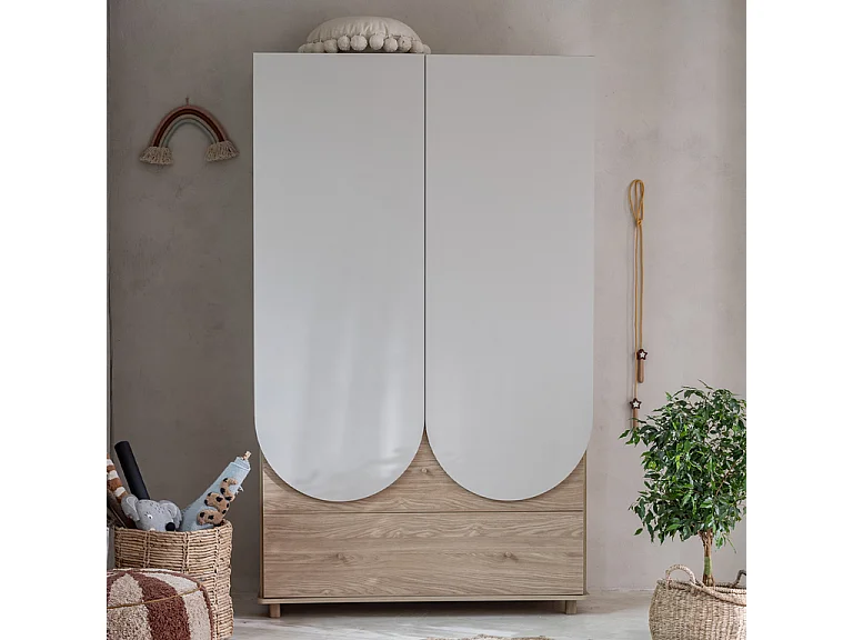 Armoire 2 portes 2 tiroirs Bloom - Cachemire et Bois