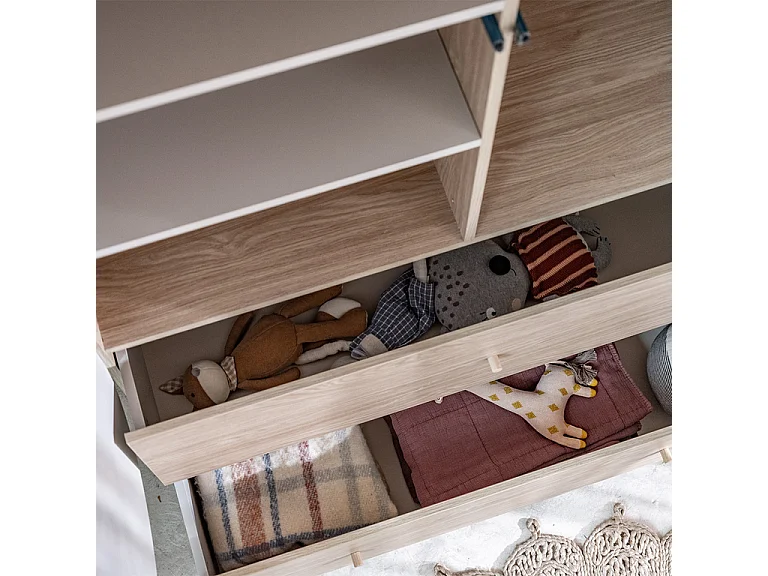 Armoire 2 portes 2 tiroirs Bloom - Cachemire et Bois