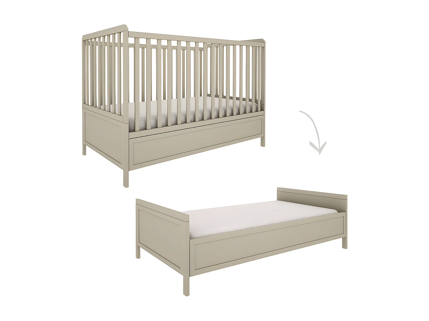 Chambre complète lit évolutif 70x140 commode à langer et armoire 2 portes Gabriel - Vert Eucalyptus