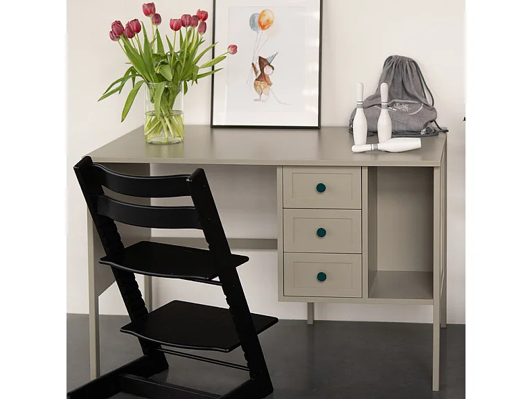 Skrivebord 3 skuffer Wood Luck Gabriel Vert Eucalyptus