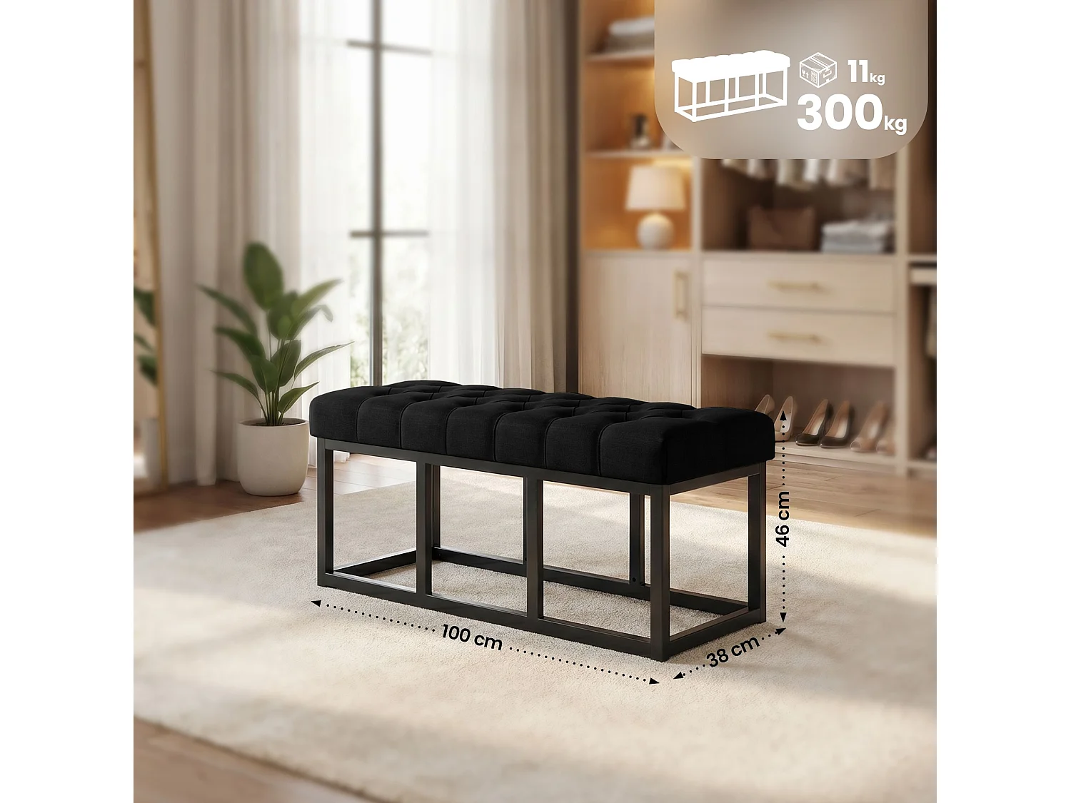 Banquette - Tissu - Noir - Amun