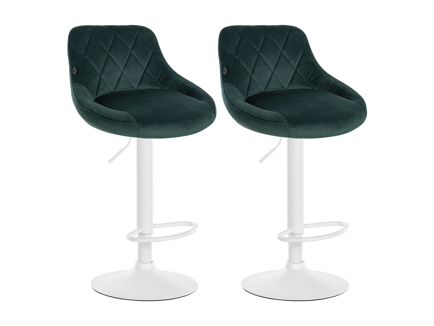 Lot de 2  Tabouret de bar - Velours & Métal - Vert foncé - Lazio