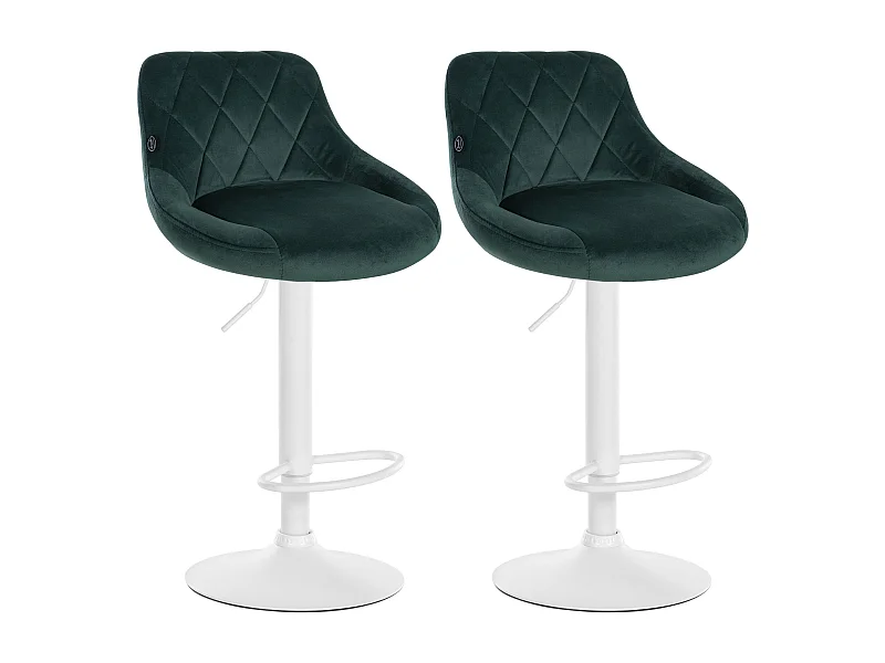 Lot de 2  Tabouret de bar - Velours & Métal - Vert foncé - Lazio