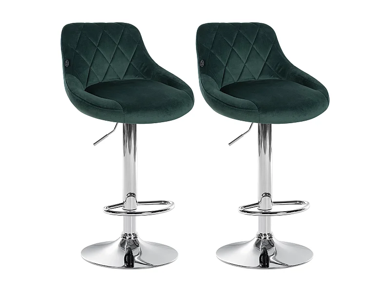 Lot de 2  Tabouret de bar - Velours & Métal - Vert foncé - Lazio
