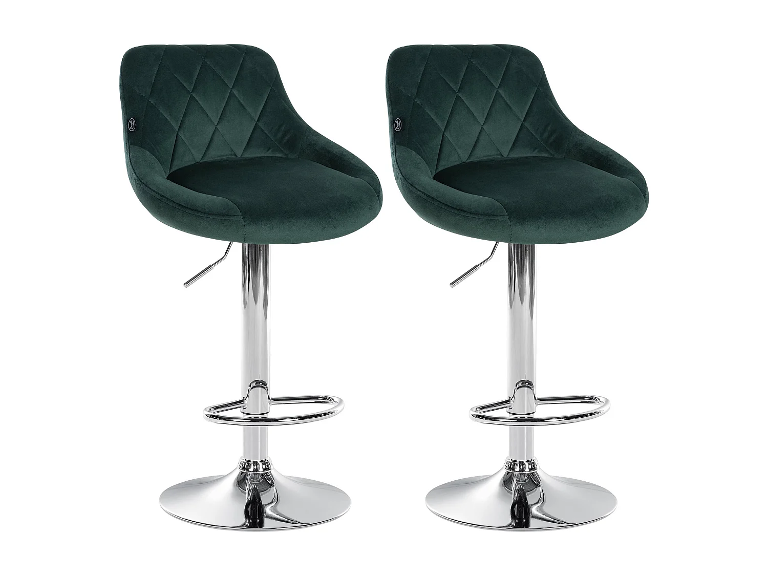 Lot de 2  Tabouret de bar - Velours & Métal - Vert foncé - Lazio