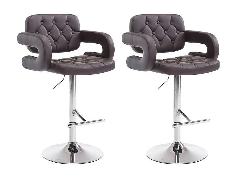 2er Set Barhocker - Kunstleder & chrom - braun - Dublin