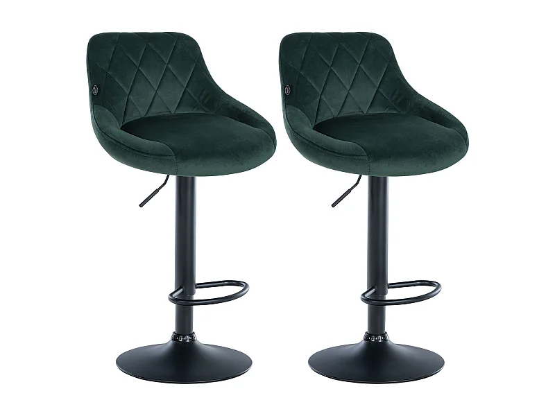 Lot de 2  Tabouret de bar - Velours & Métal - Vert foncé - Lazio