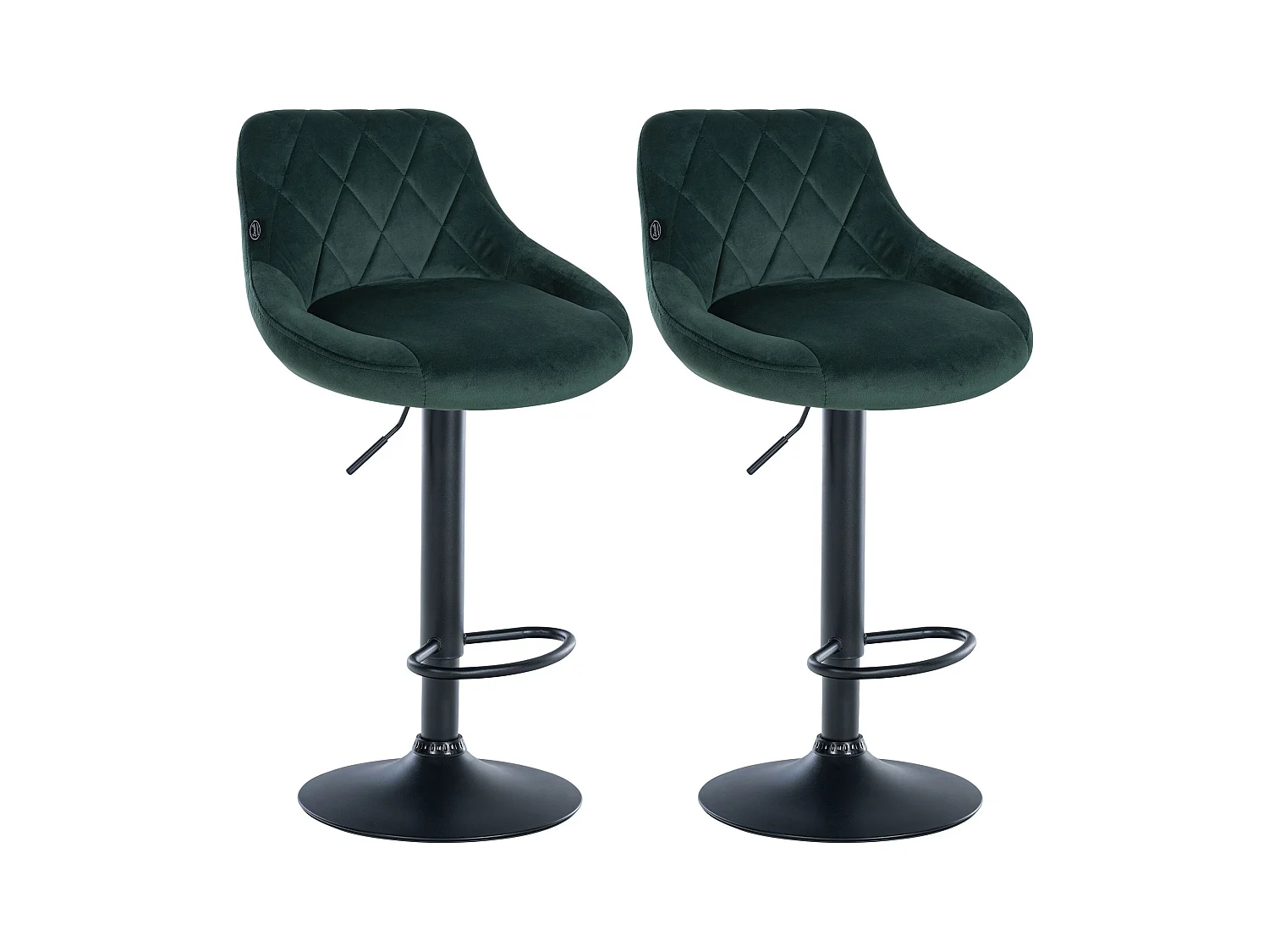 Lot de 2  Tabouret de bar - Velours & Métal - Vert foncé - Lazio