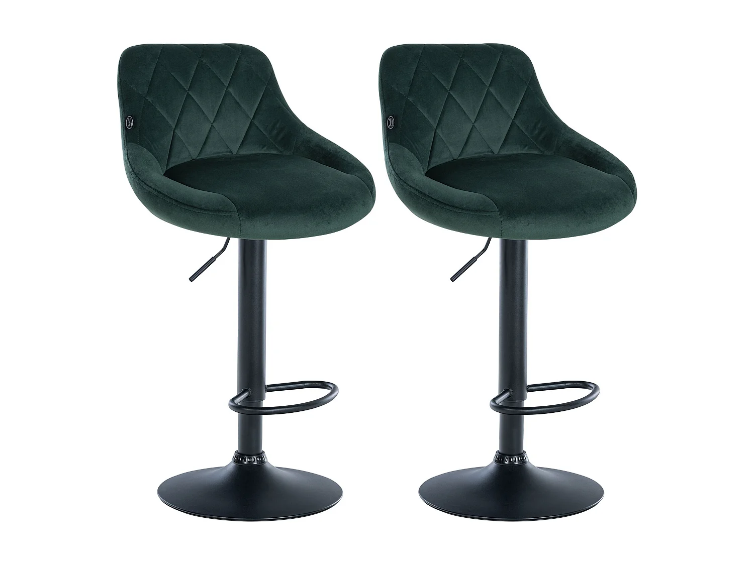 Lot de 2  Tabouret de bar - Velours & Métal - Vert foncé - Lazio