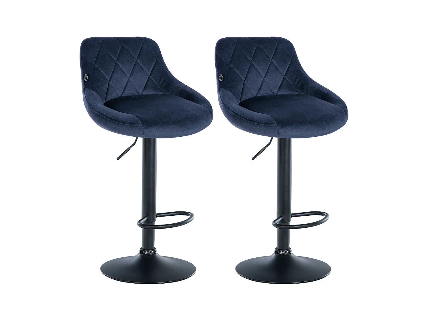 Lot de 2  Tabouret de bar - Velours & Métal - Bleu - Lazio