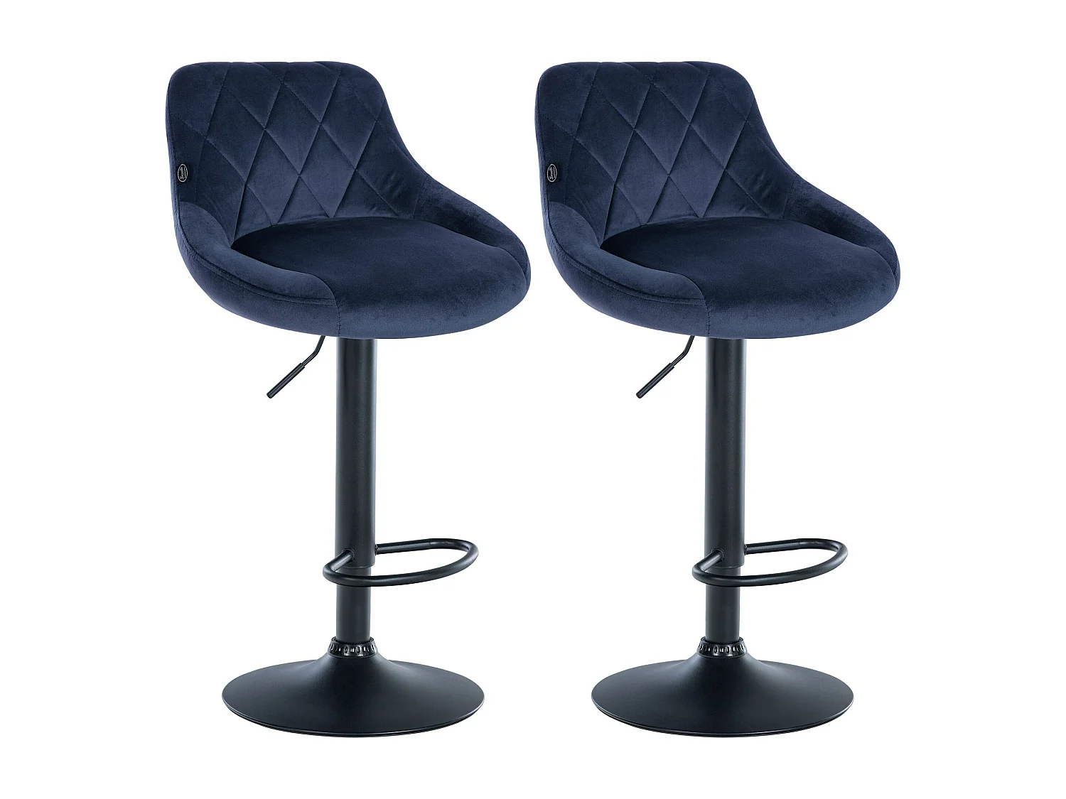 Lot de 2  Tabouret de bar - Velours & Métal - Bleu - Lazio