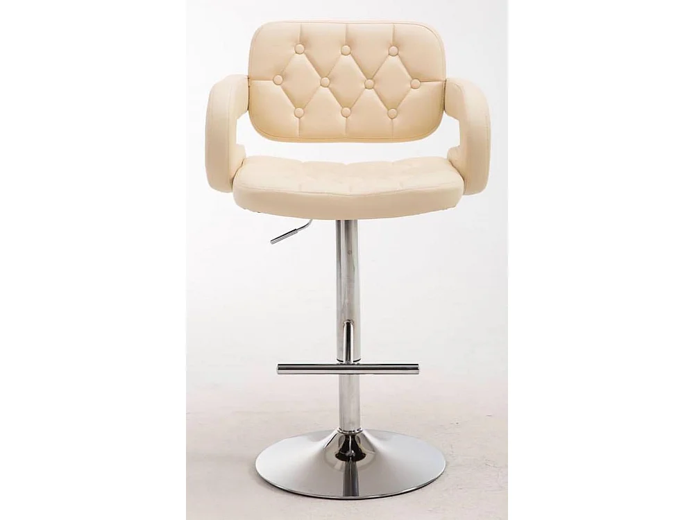 Lot de 2  Tabouret de bar - Similicuir & Métal chromé - Crème - Dublin