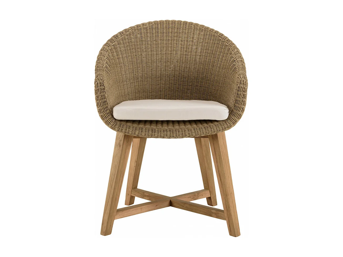 KALLY - Lot de 2 fauteuils jardin rotin synthétique et coussin pieds croisés