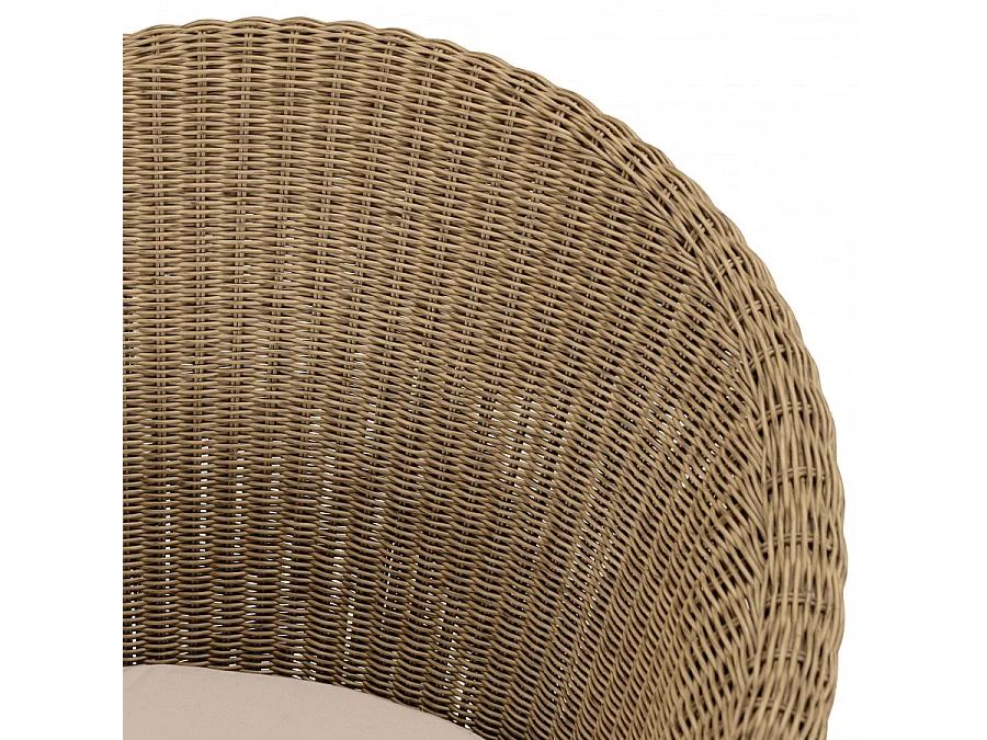 KALLY - Lot de 2 fauteuils jardin rotin synthétique et coussin pieds croisés