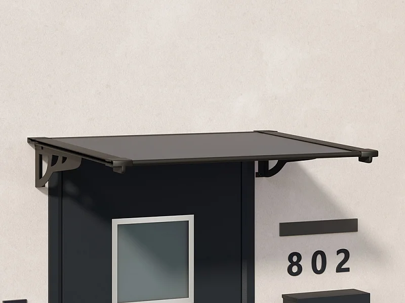 Toldo de porta em alumínio 150 x 90 cm inclinado preto - KEPLER