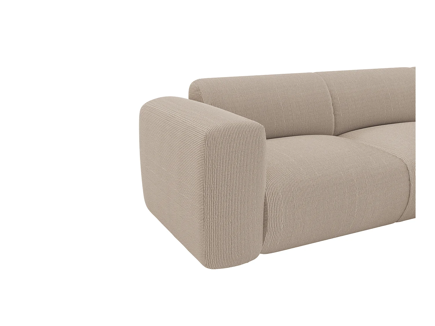 Großes Ecksofa mit Recamiere mit Rückenlehne - Ecke rechts - Samt-Stoff - Beige - POGNI von Maison Céphy
