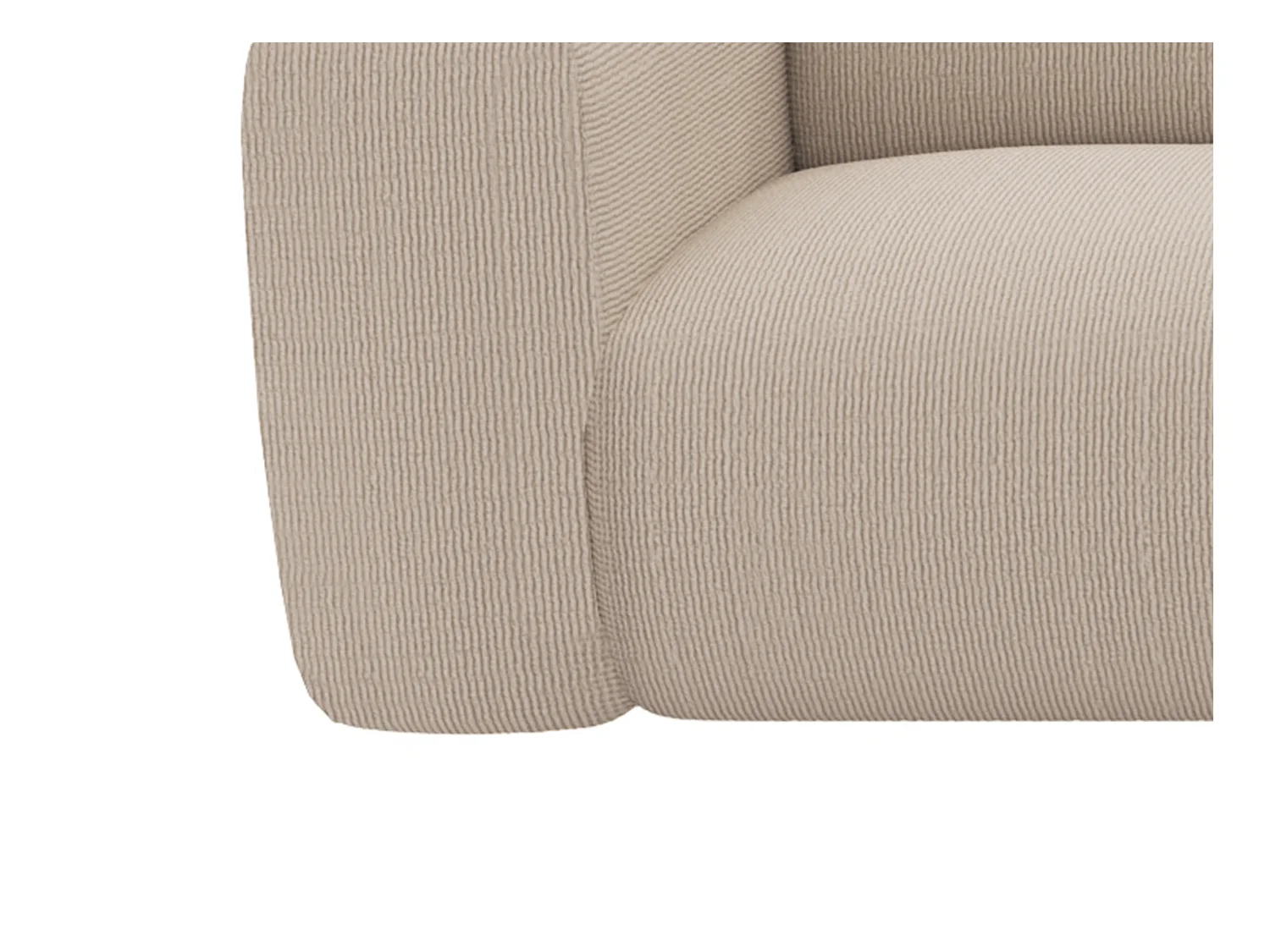 Großes Ecksofa mit Recamiere mit Rückenlehne - Ecke rechts - Samt-Stoff - Beige - POGNI von Maison Céphy