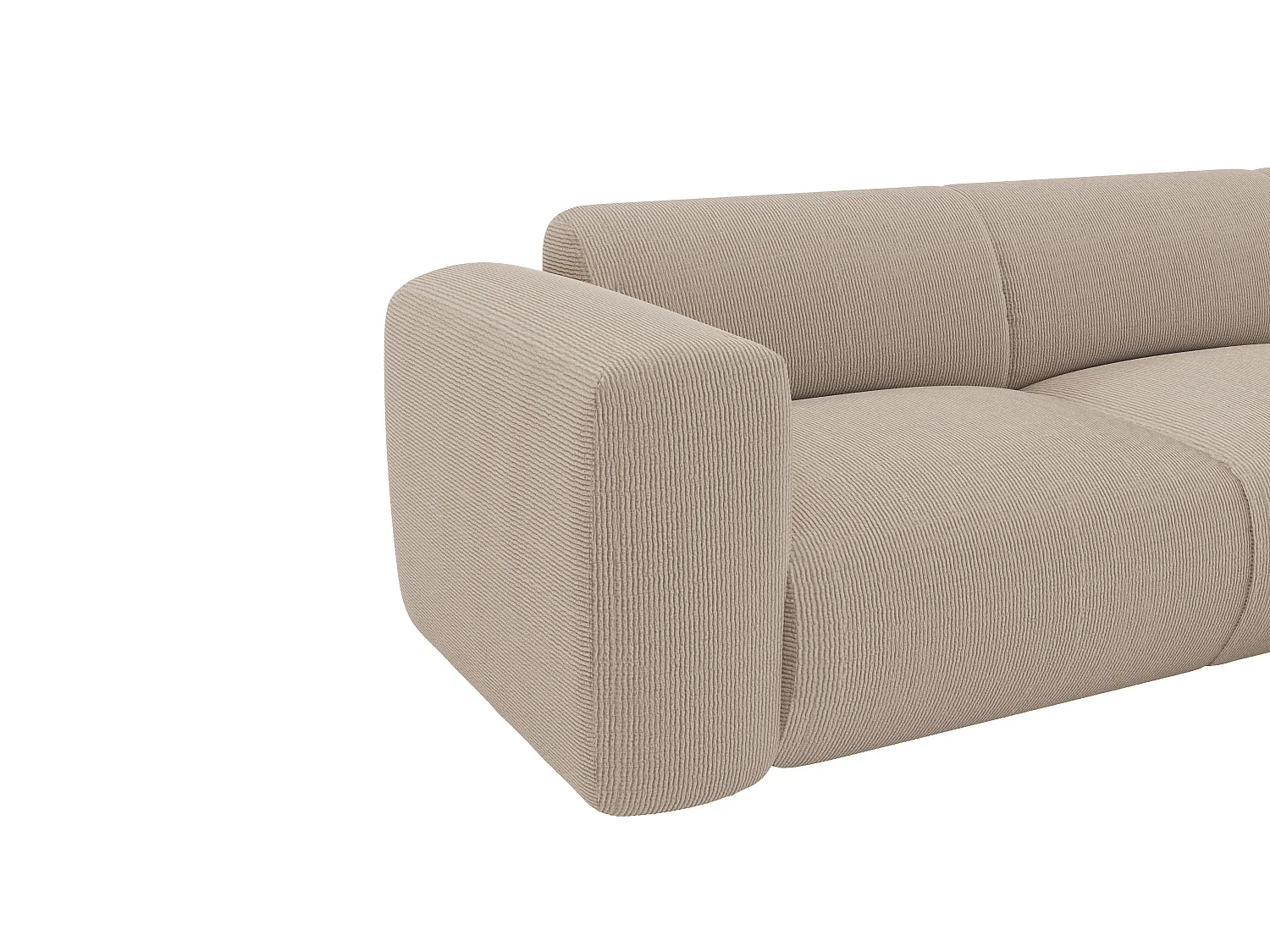 Grande sofá de canto direito com encosto e chaise-longue em veludo canelado bege - POGNI de Maison Céphy