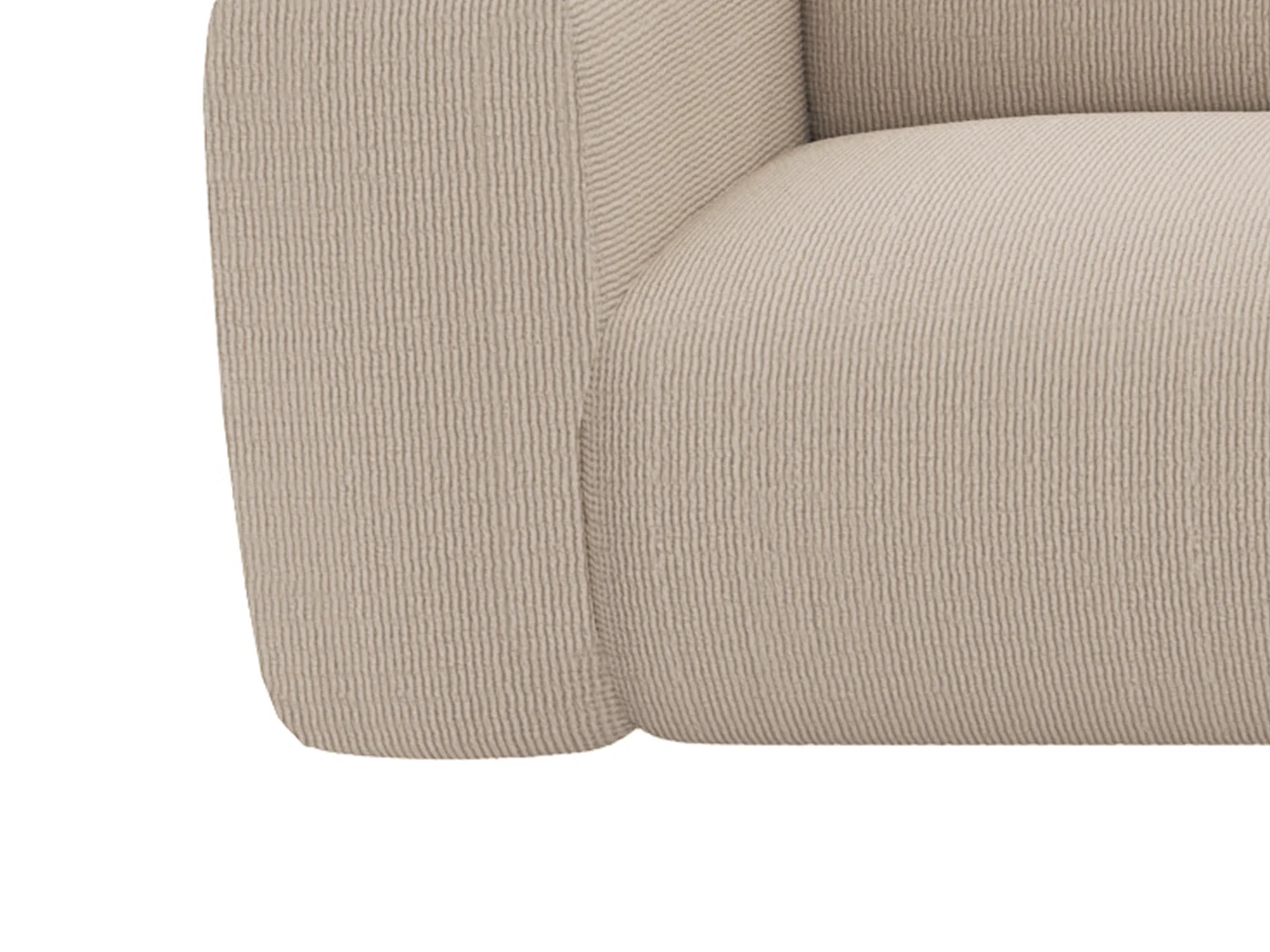 Grande sofá de canto direito com encosto e chaise-longue em veludo canelado bege - POGNI de Maison Céphy