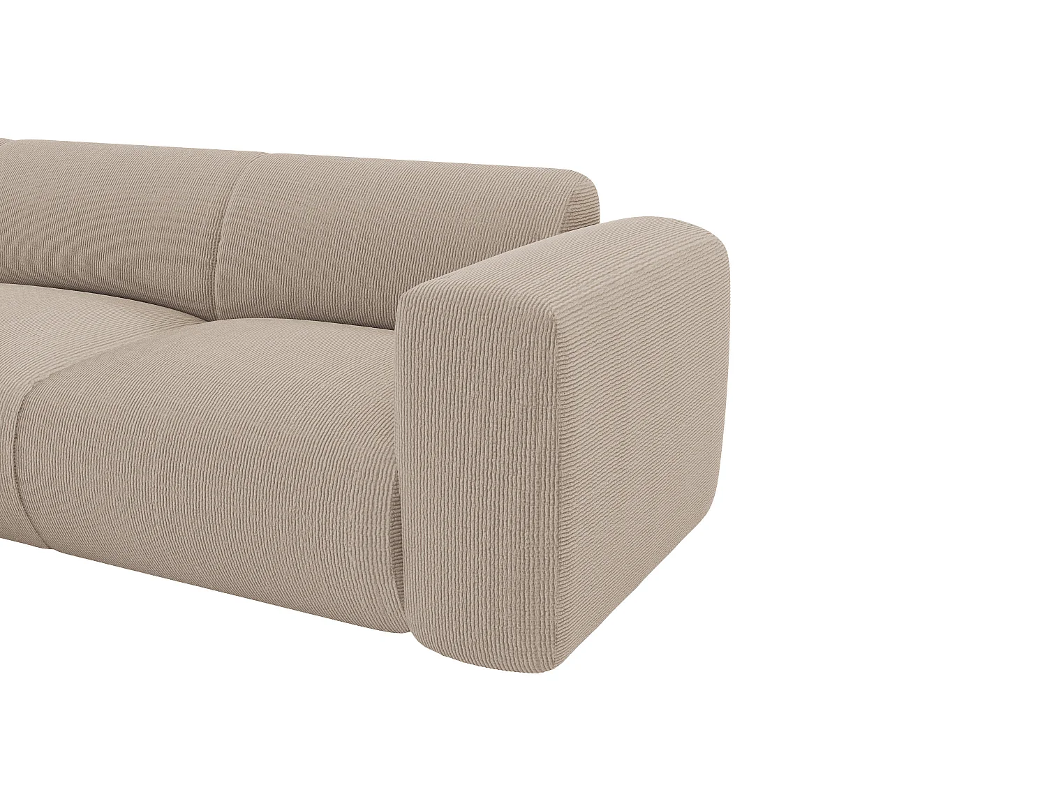 Grande sofá de canto esquerdo com encosto e chaise-longue em veludo canelado bege - POGNI de Maison Céphy