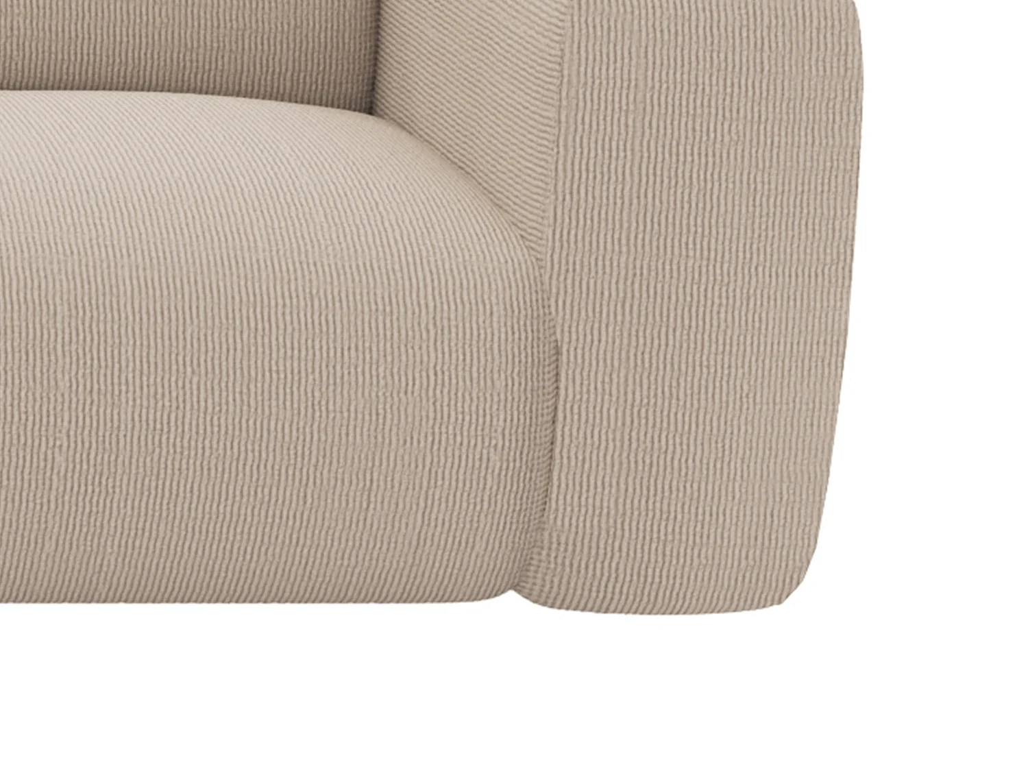 Grande sofá de canto esquerdo com encosto e chaise-longue em veludo canelado bege - POGNI de Maison Céphy