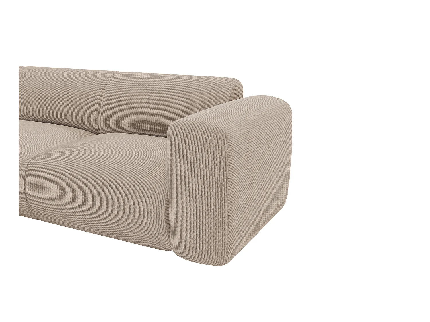 Sofá rinconera izquierdo con cheslong y respaldo de tela texturizada beige POGNI de Maison Céphy