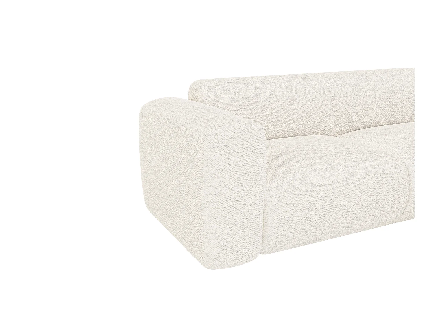 Grande sofá de canto direito com encosto e chaise-longue em tecido bouclé branco - POGNI de Maison Céphy