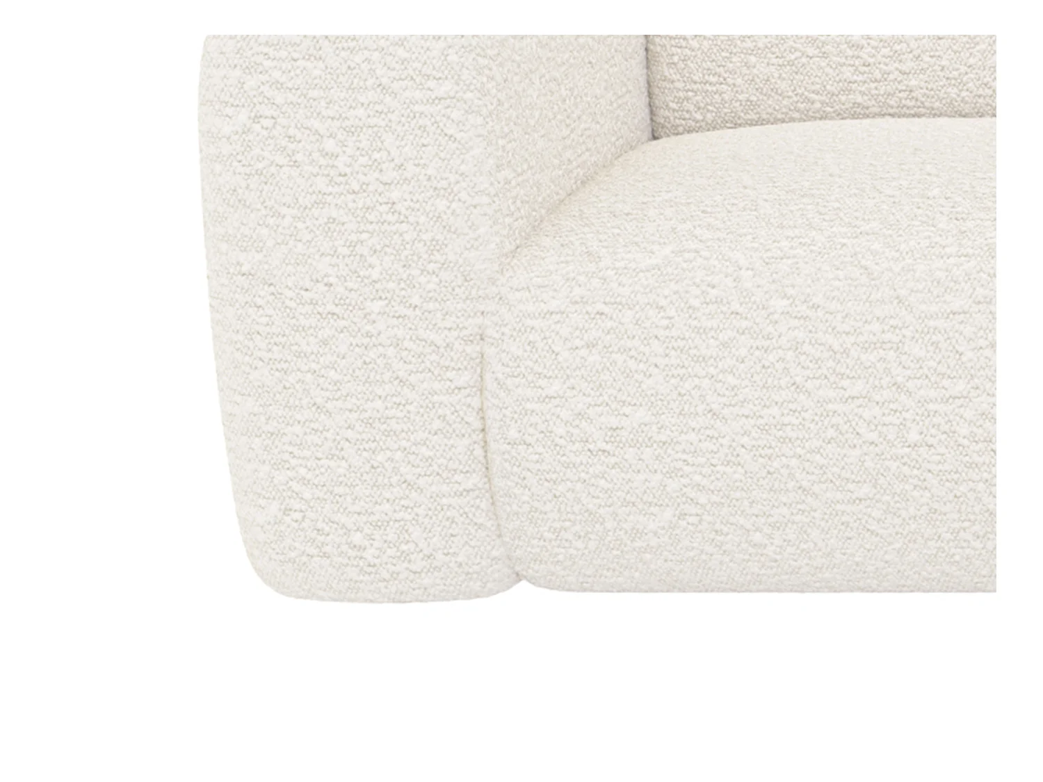 Grande sofá de canto direito com encosto e chaise-longue em tecido bouclé branco - POGNI de Maison Céphy