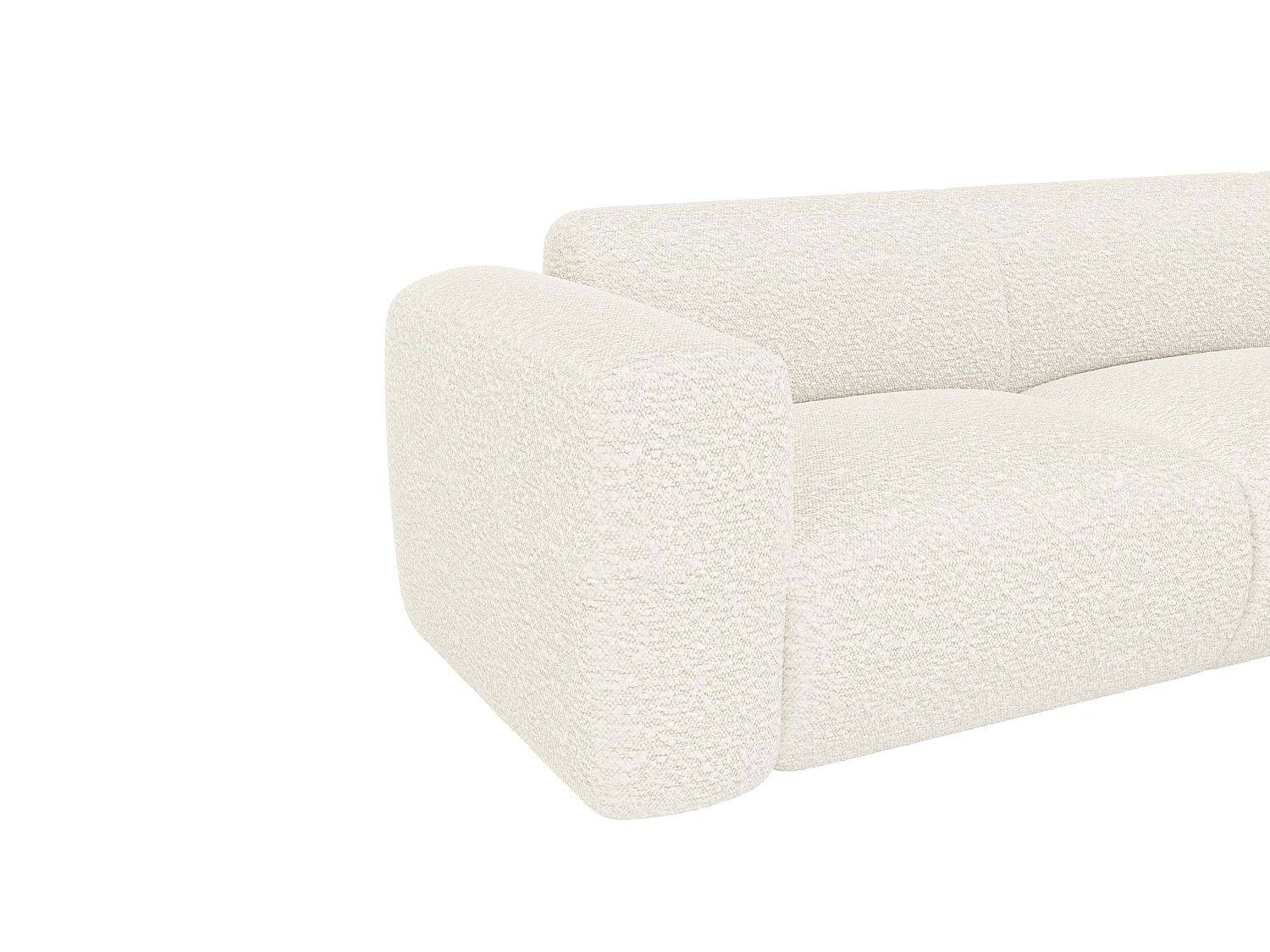 Stor hörnsoffa högerställd med schäslong i vit bouclé tyg Maison Céphy från POGNI