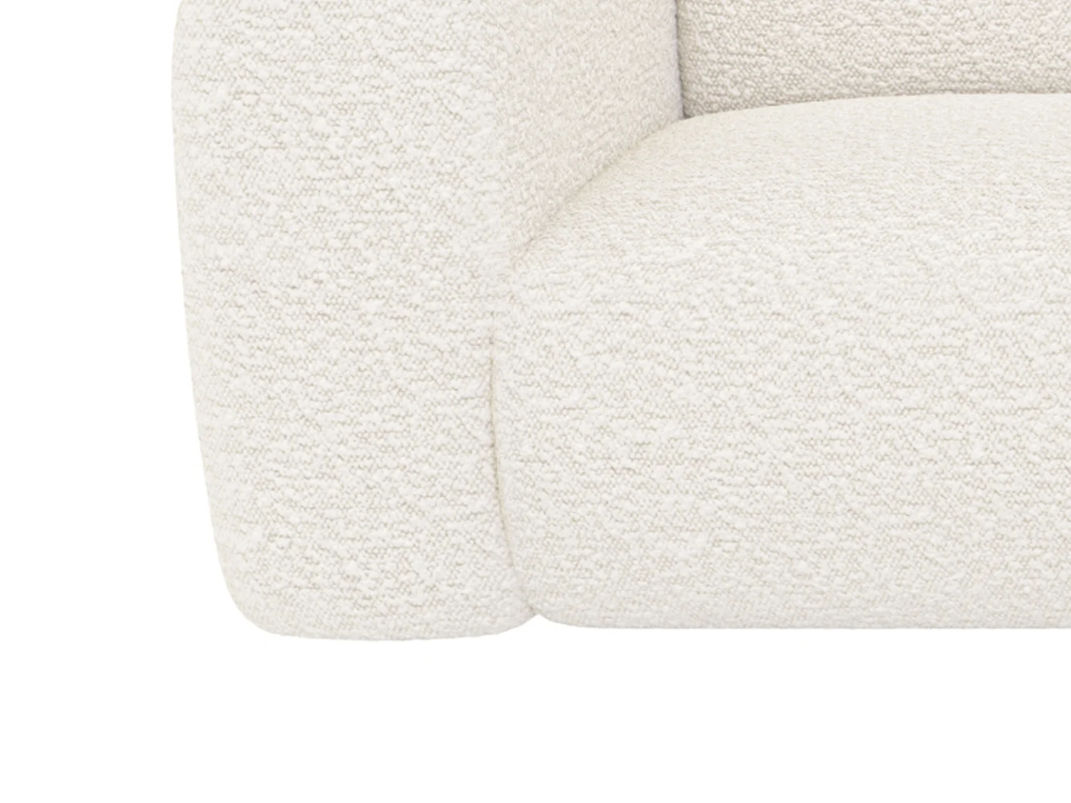 Stor hörnsoffa högerställd med schäslong i vit bouclé tyg Maison Céphy från POGNI