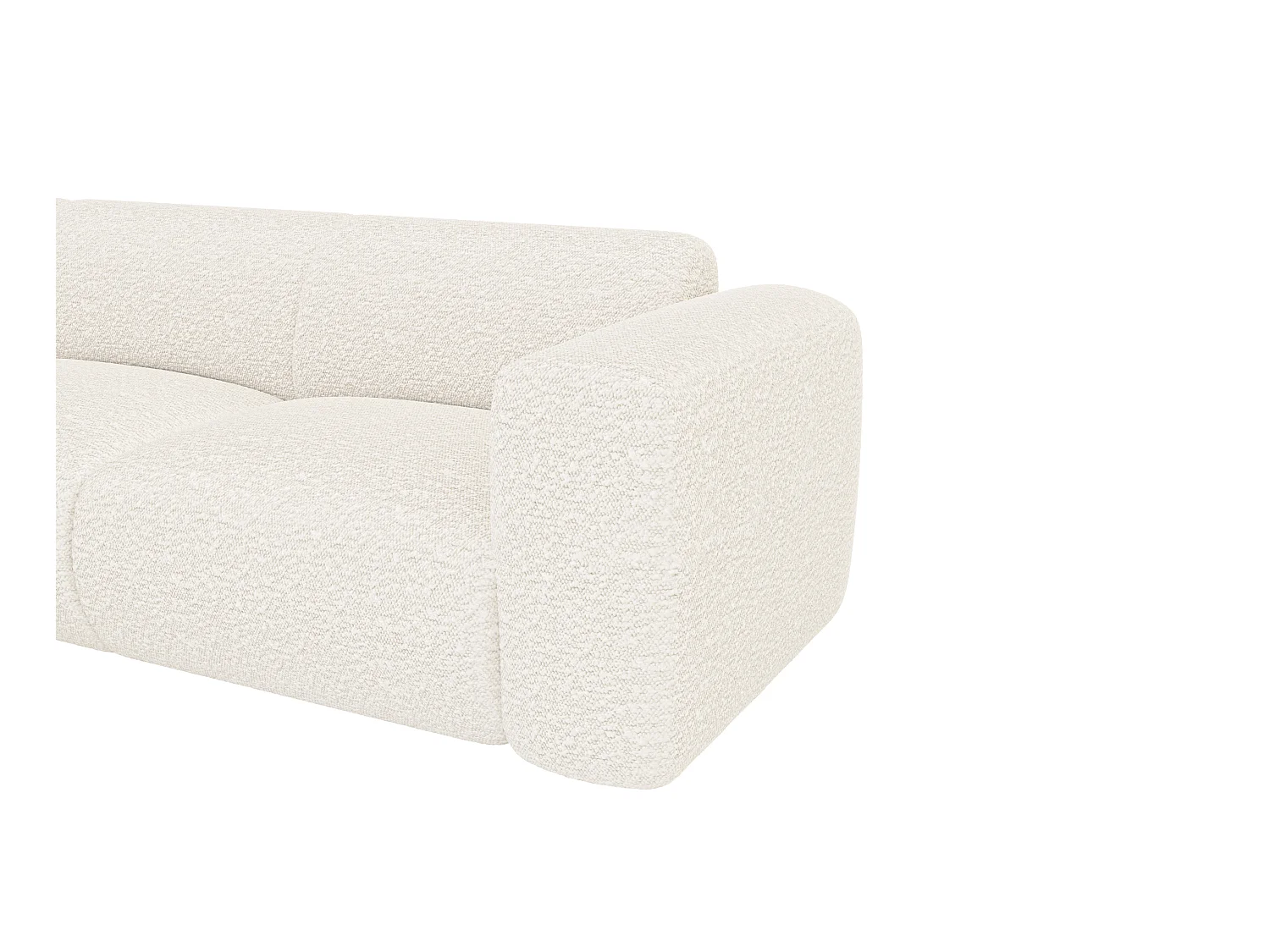 Kanapa narożna lewostronna dużych rozmiarów z białej bukli z szezlongiem wyposażonym w oparcie - POGNI marki Maison Céphy