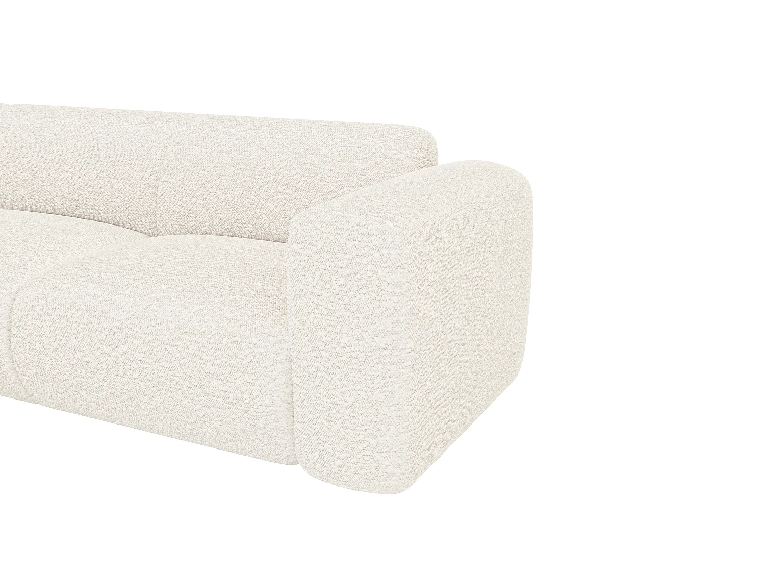 Großes Ecksofa mit Recamiere mit Rückenlehne - Ecke links - Bouclé-Stoff - Weiß - POGNI von Maison Céphy