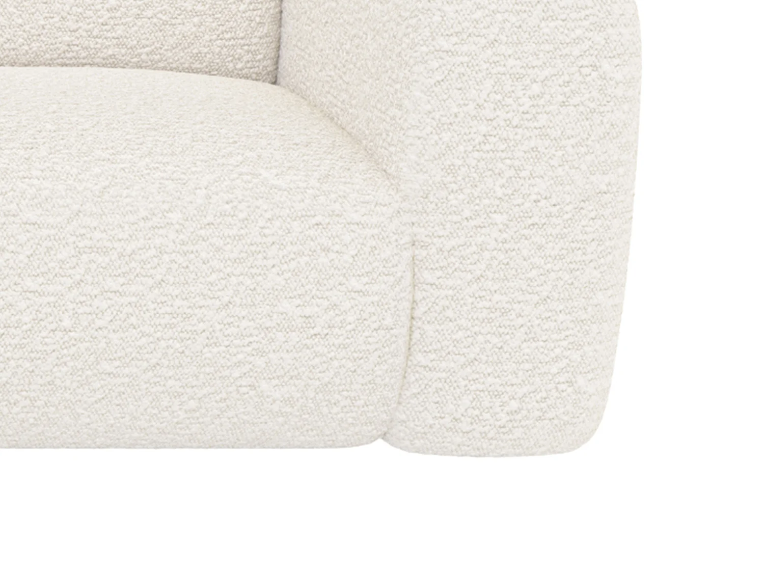 Großes Ecksofa mit Recamiere mit Rückenlehne - Ecke links - Bouclé-Stoff - Weiß - POGNI von Maison Céphy