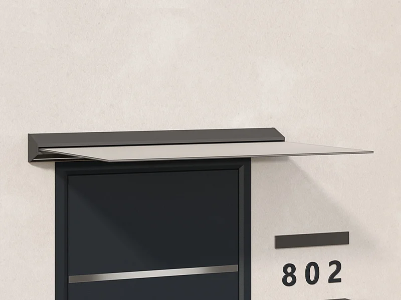 Auvent de porte en aluminium L120 x l90 cm plat avec leds - LUXAMA