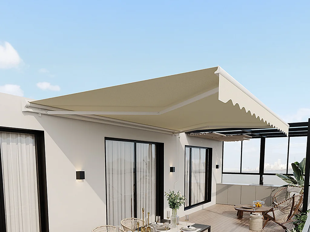 Store banne motorisé avec semi-coffre 5 x 3 m - beige - COFANA