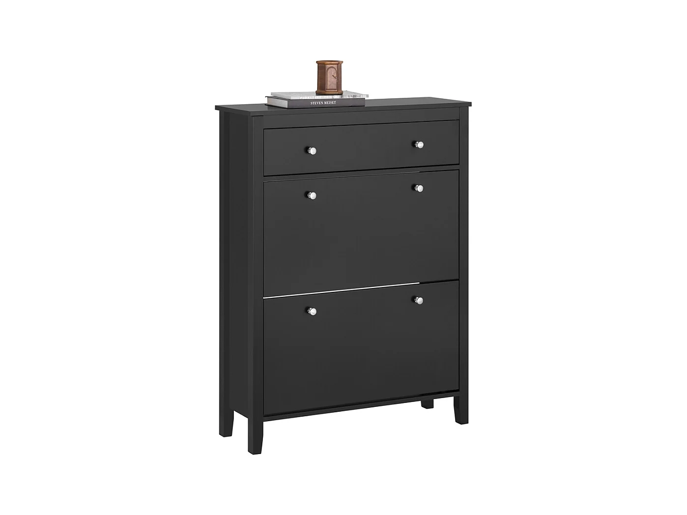 SoBuy FSR89-SCH Armoire à Chaussures Meuble de Rangement à Chaussures 2 abattants Meuble d'entrée Coffre Rangement