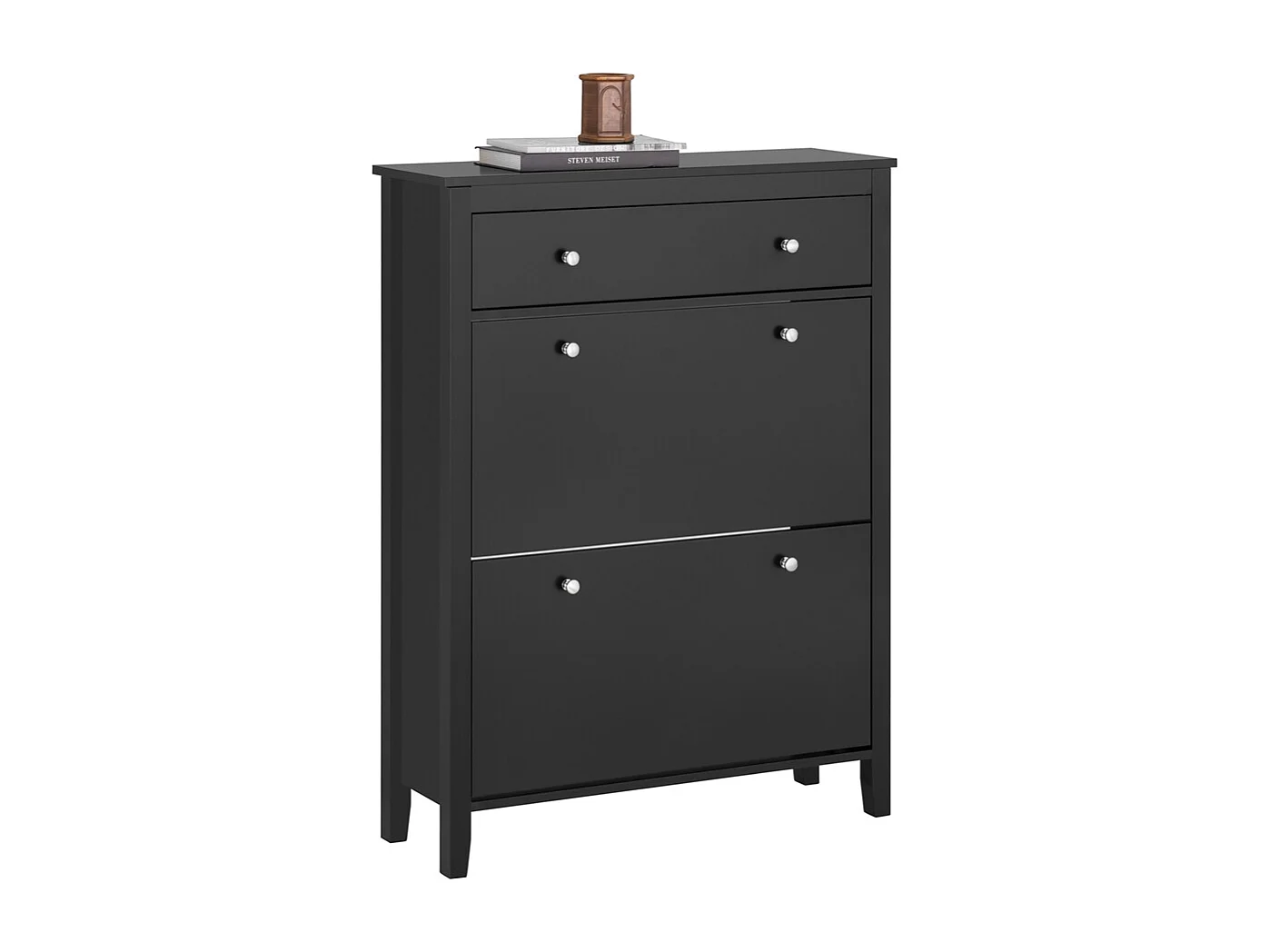 SoBuy FSR89-SCH Armoire à Chaussures Meuble de Rangement à Chaussures 2 abattants Meuble d'entrée Coffre Rangement