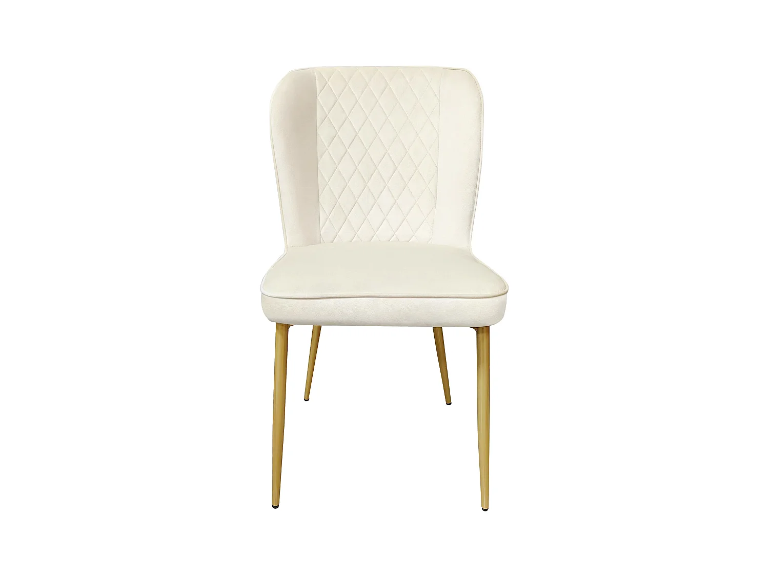 Lot de 6 Chaises rembourrées en velours - structure en métal - Beige