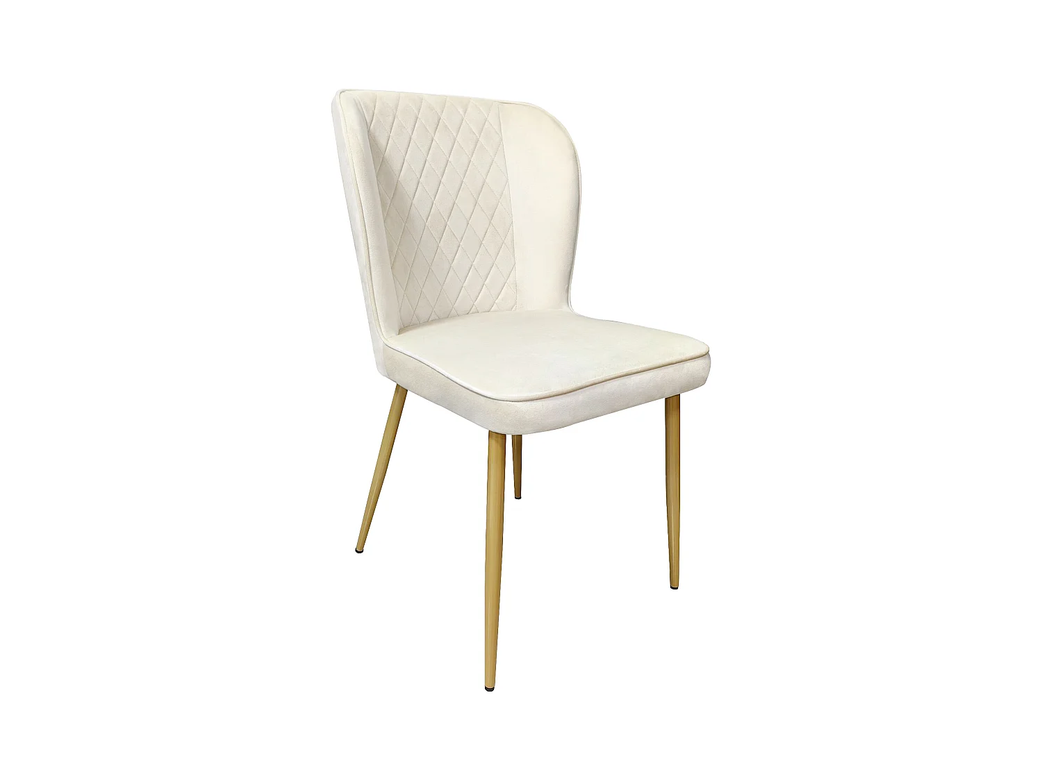 Lot de 6 Chaises rembourrées en velours - structure en métal - Beige