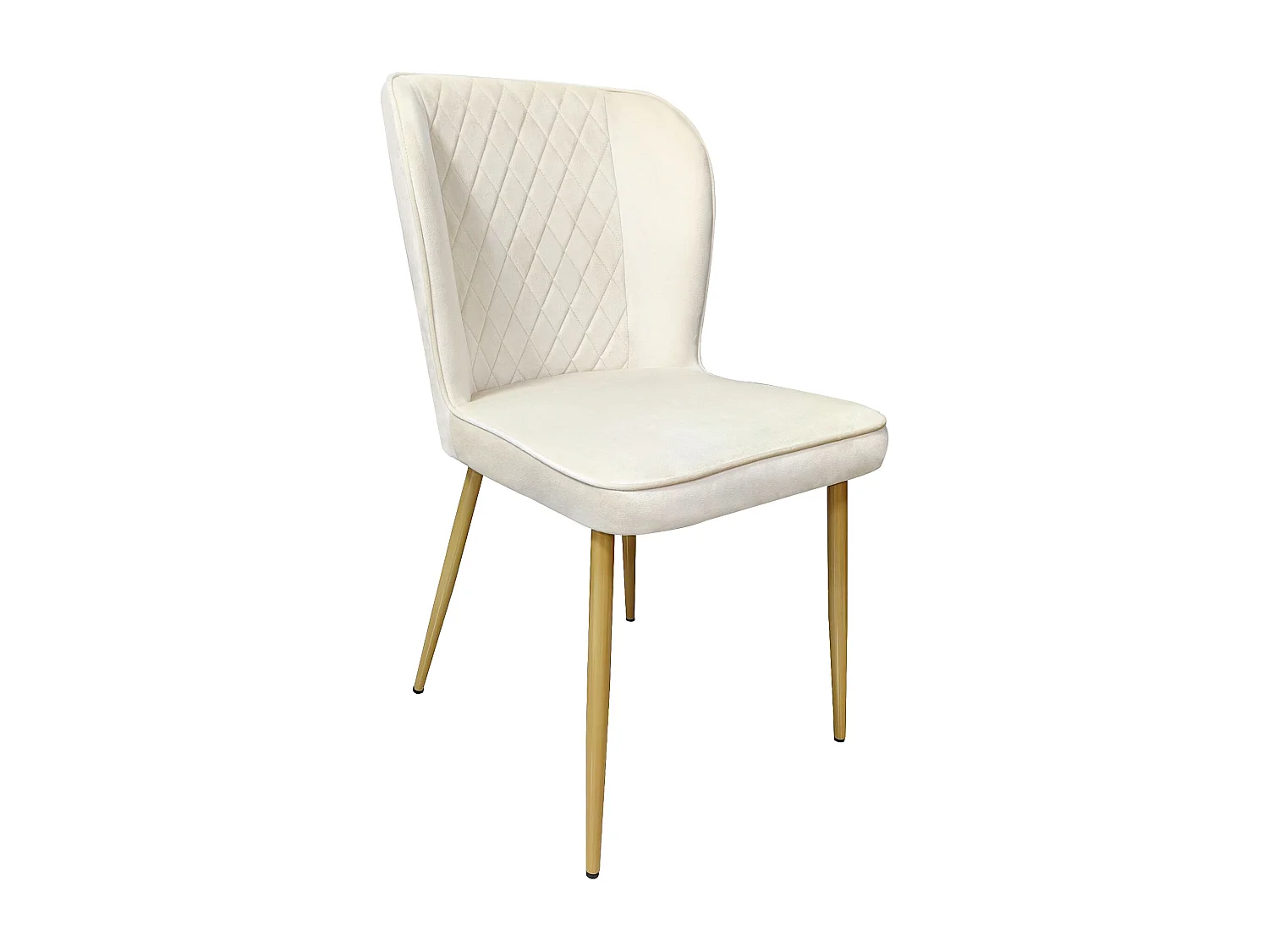 Lot de 6 Chaises rembourrées en velours - structure en métal - Beige