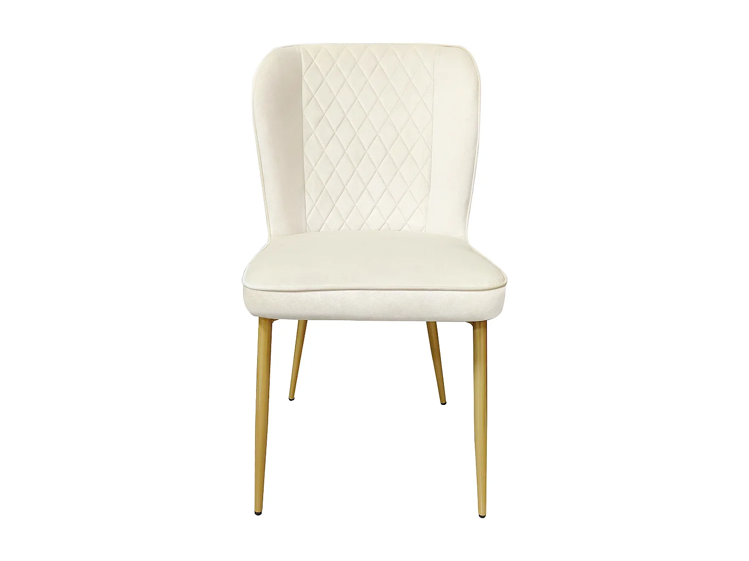 Lot de 6 Chaises rembourrées en velours - structure en métal - Beige